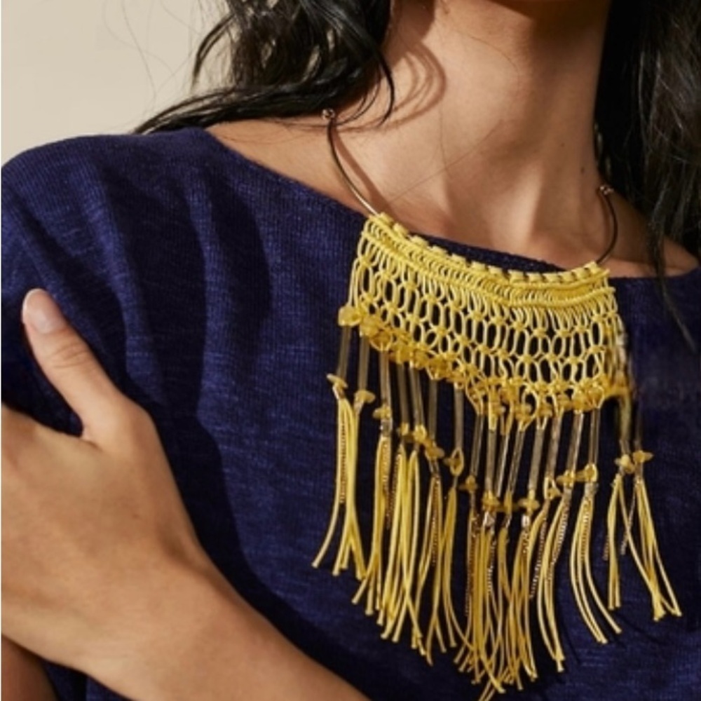 NWT Free people Yellow Fringe Necklace